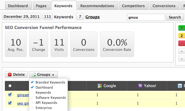 Search to Add Keyword Groups