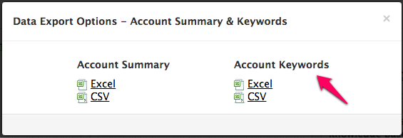 Account Keyword Export