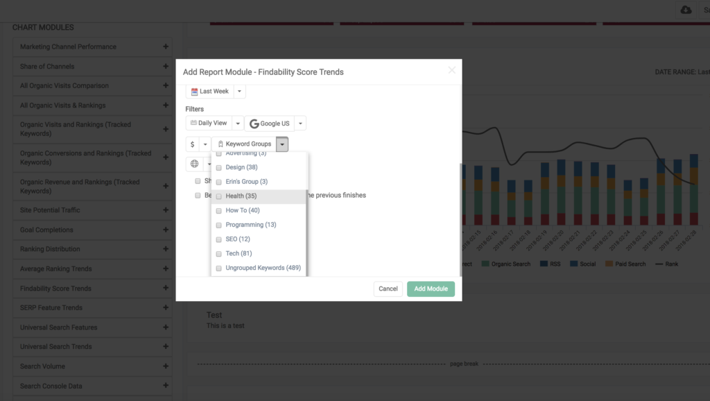 data module in seo reporting tool