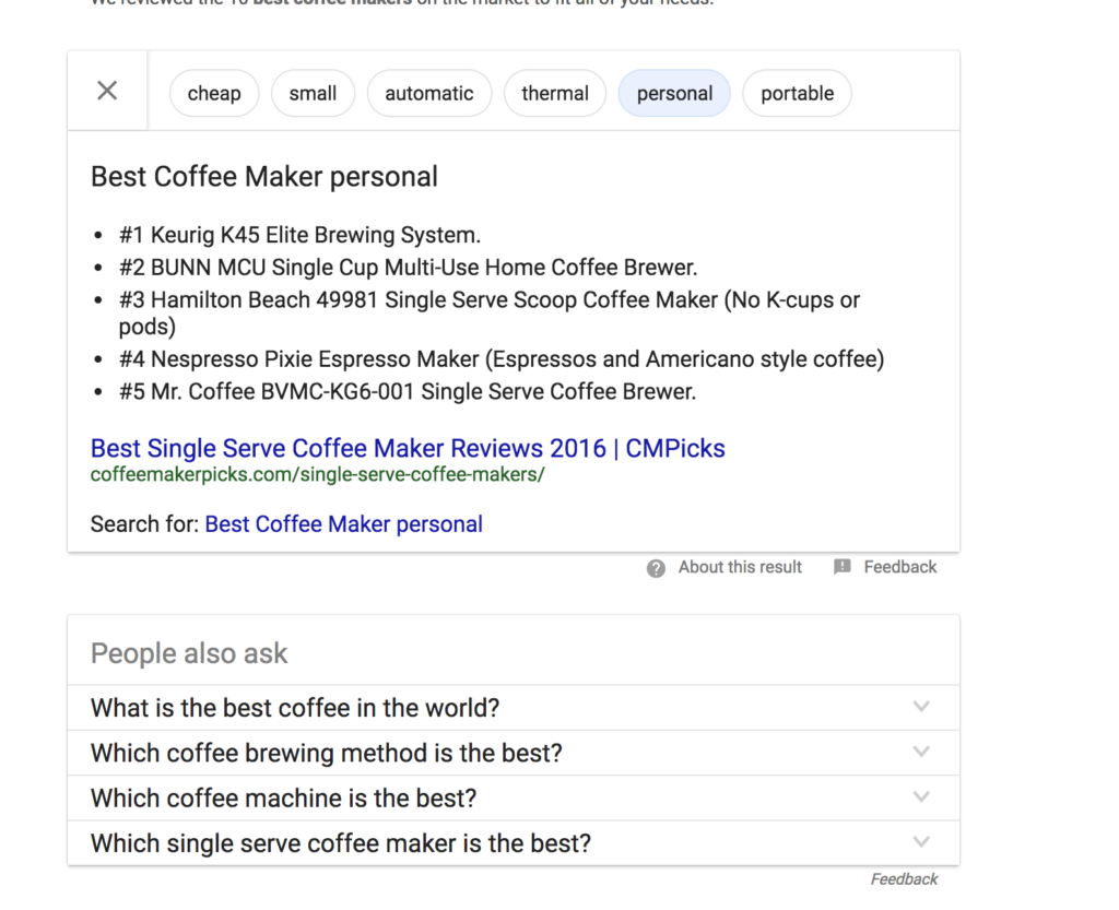 Google featured snippets update