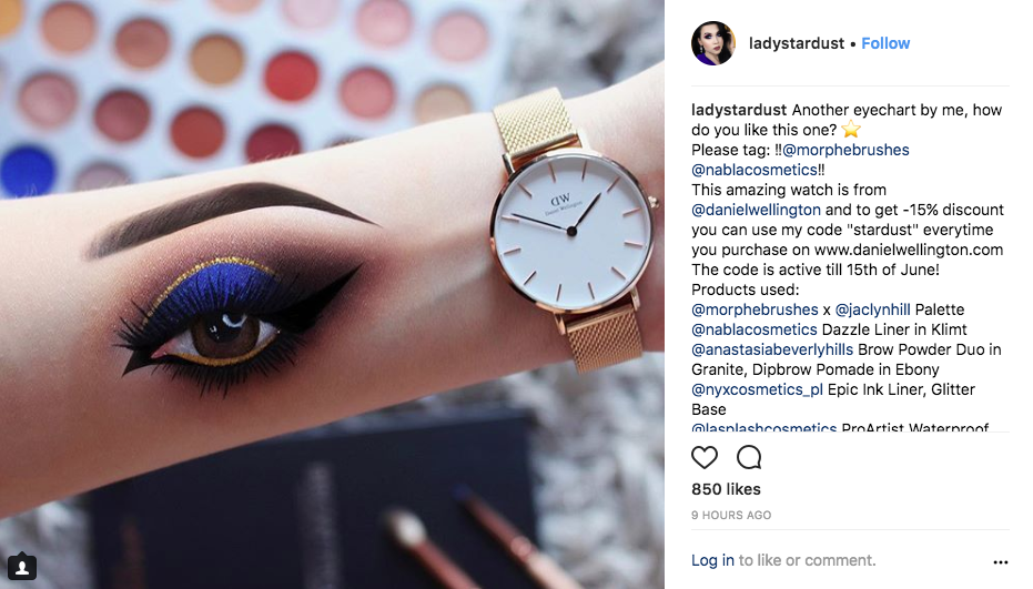 Instagram influencer ladystardust daniel wellington